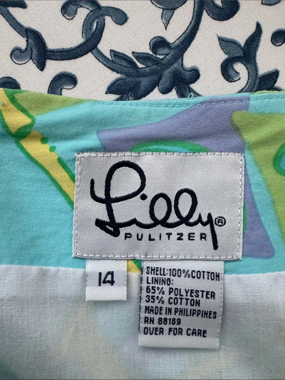 Lilly Pulitzer Aqua Tropical Mini Skirt with Yellow & Green Motifs - Picture 2 of 3
